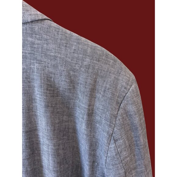 The Territory Ahead Blue Linen Blend Blazer 40R Coastal Grandfather Quiet Luxury - Picture 3 of 6